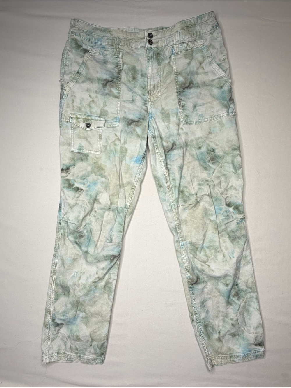 Anthropologie The Wanderer Green Tie Dye Carpenter Pants style 31 727